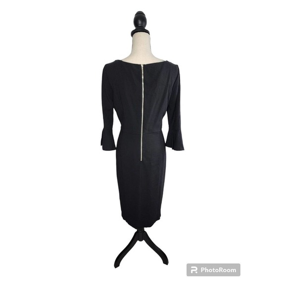 WHBM Body Perfecting Ruffle Sleeve Black Sheath Dress Women 14 NWT - Picture 3 of 13